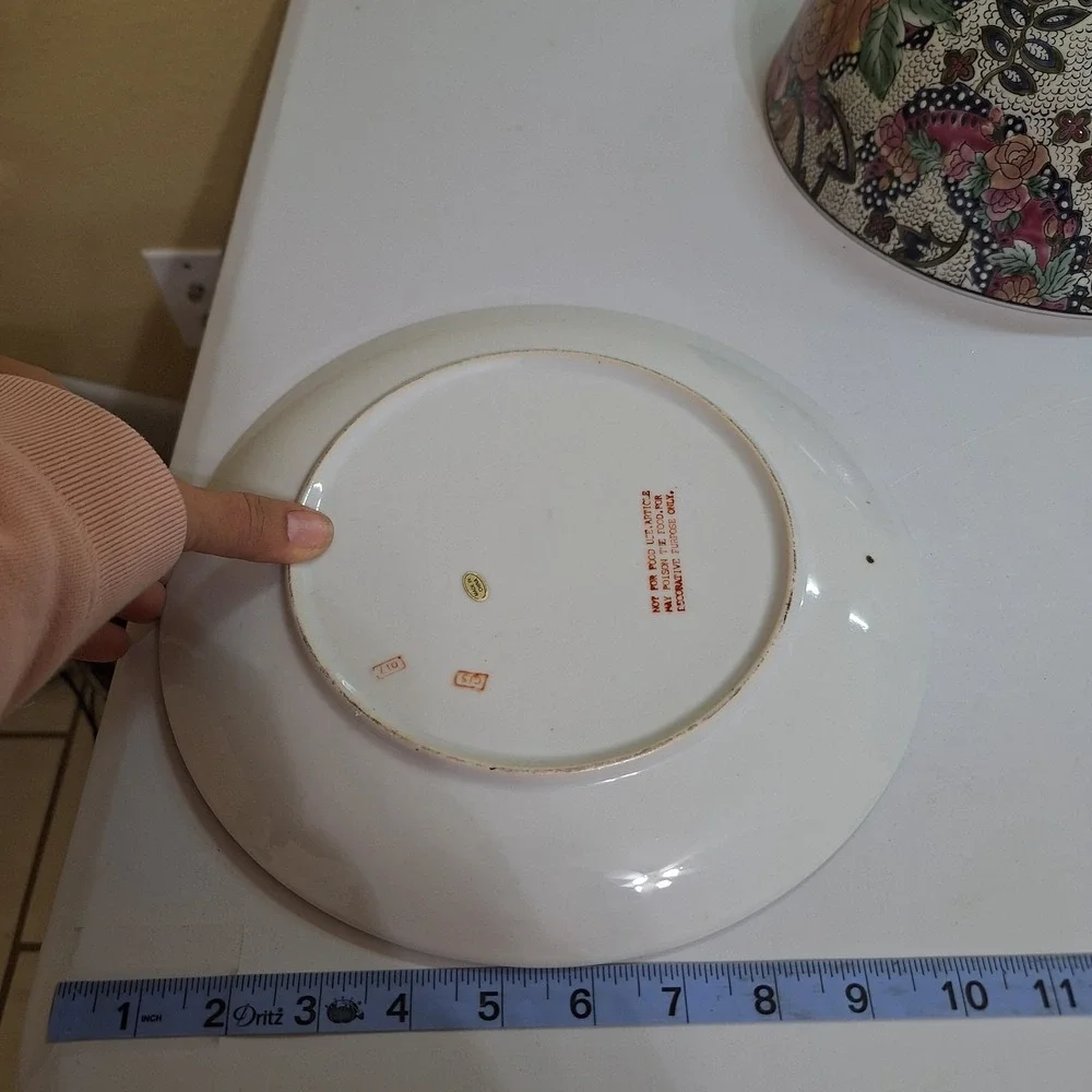Vintage Accent Chinese Plate & Bowl Large 10
